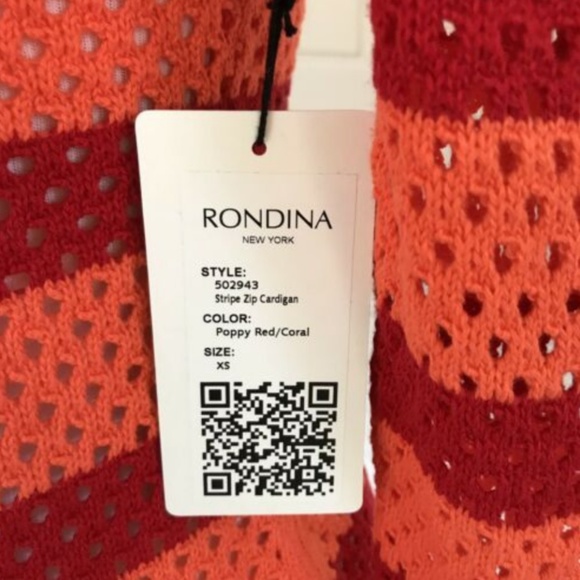 Rondina Crochet Striped Zipper Cardigan Sweater - Picture 6 of 7